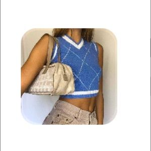 Blue cropped sweater vest